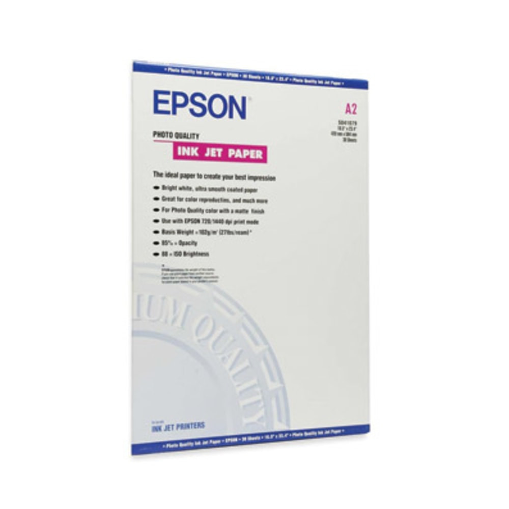 EPSON AMERICA INC. S041079 Epson C13S041079 Photo Paper, A2, 16 17/32in x 23 25/64in, 30 Sheets