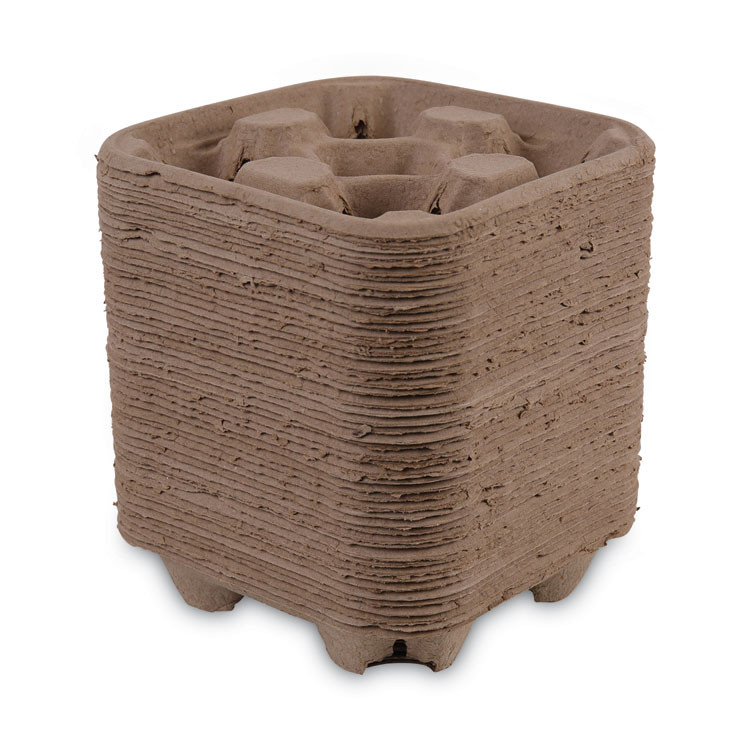 BOARDWALK 4CUPCARRIER Cup Carrier Tray, 8 oz to 32 oz, Four Cups, Kraft, 300/Carton