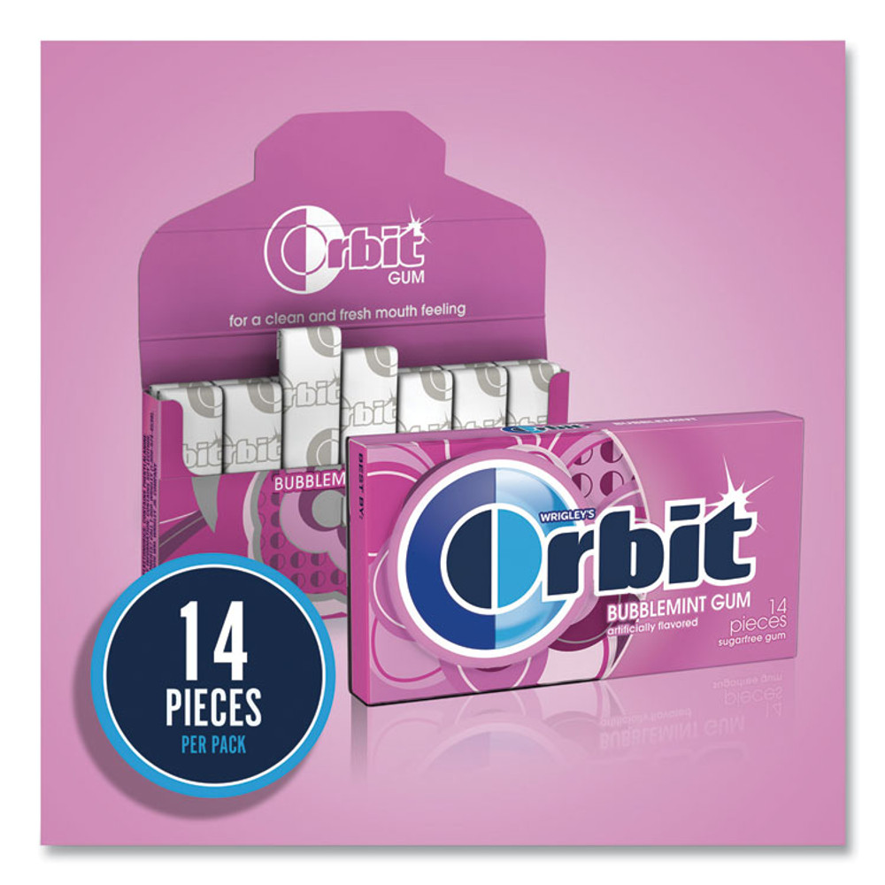 THE WRIGLEY COMPANY Orbit® WMW21489 Sugar-Free Chewing Gum, Bubblemint, 12/Box