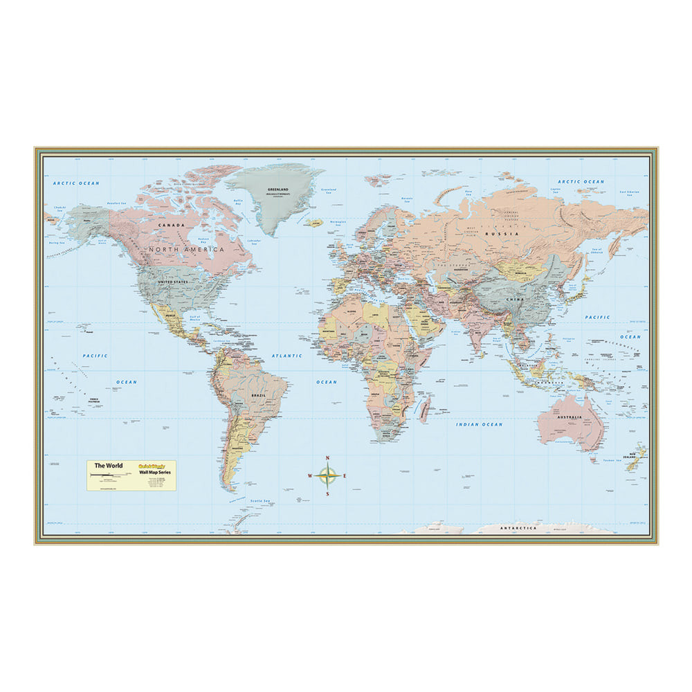 BARCHARTS INC QuickStudy 220831  Detailed Topography Map, World, 50in x 32in