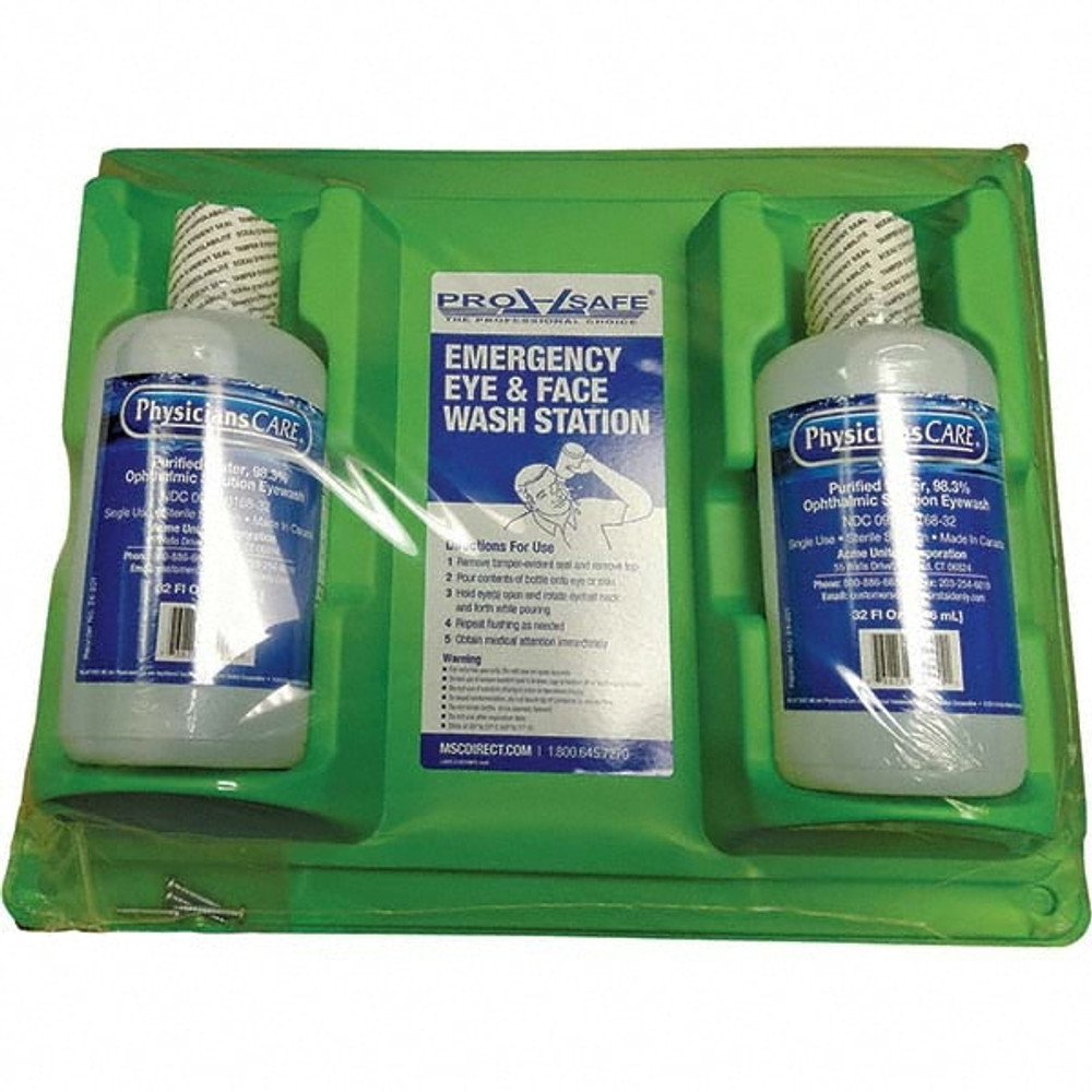 PRO-SAFE 24-300MSC Pack of (2), 32 oz Bottles, Disposable Eyewash Double Station