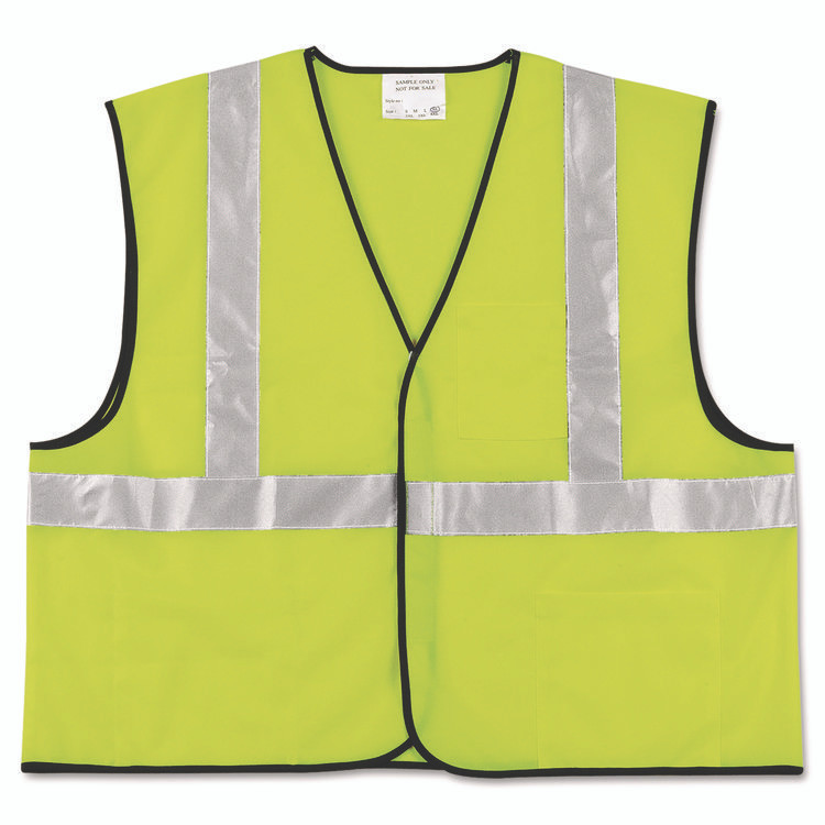 MCR SAFETY VCL2SLXL Class 2 Safety Vest, Polyester, X-Large, Fluorescent Lime with Silver Stripe