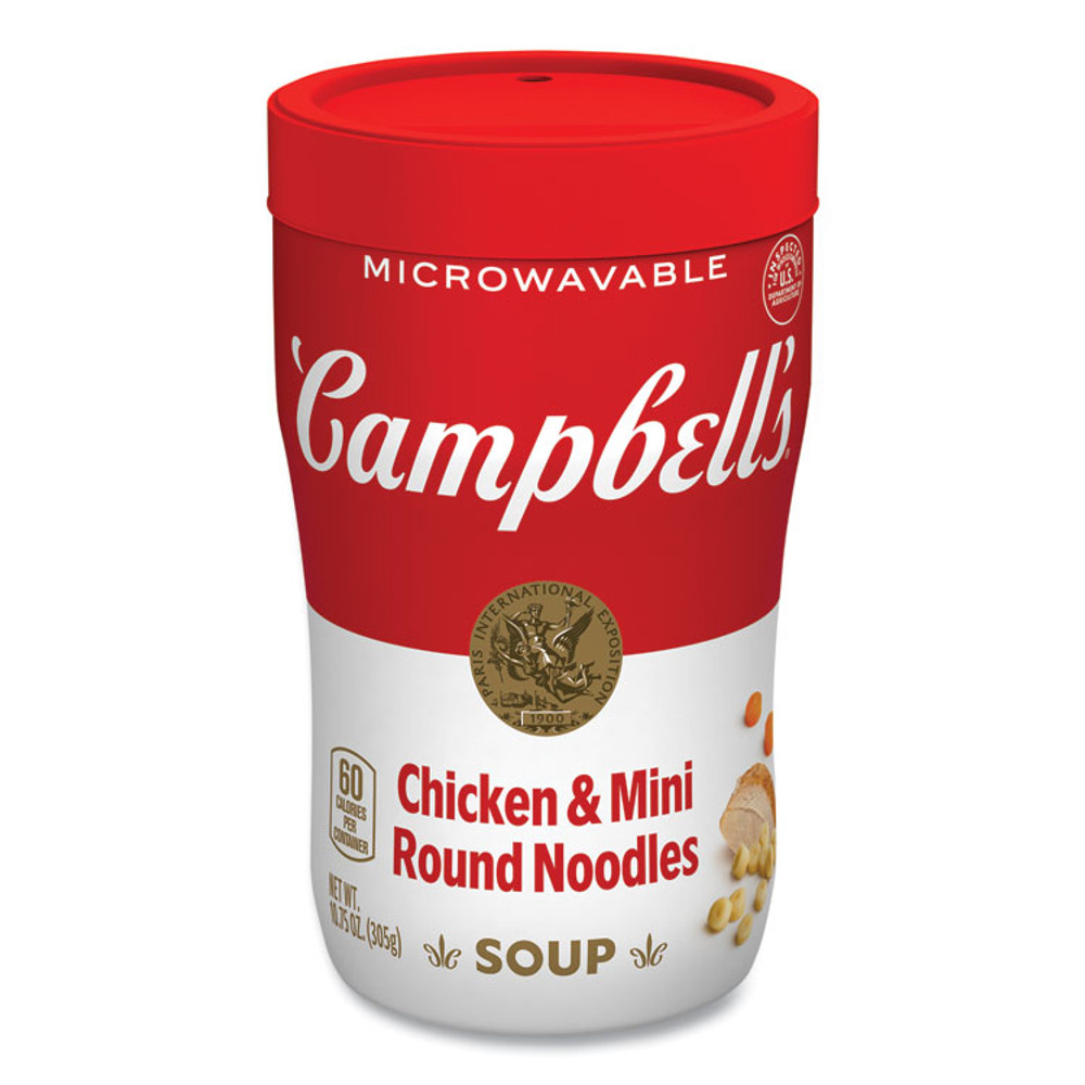 CAMPBELL'S 35100007 Soup On The Go Chicken with Mini Noodles, 10.75 oz Cup, 8/Carton