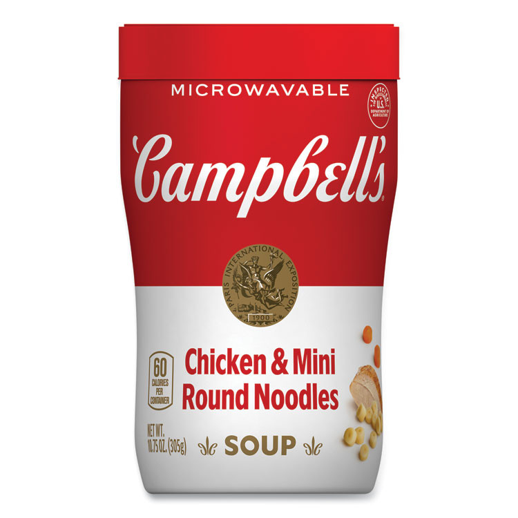 CAMPBELL'S 35100007 Soup On The Go Chicken with Mini Noodles, 10.75 oz Cup, 8/Carton