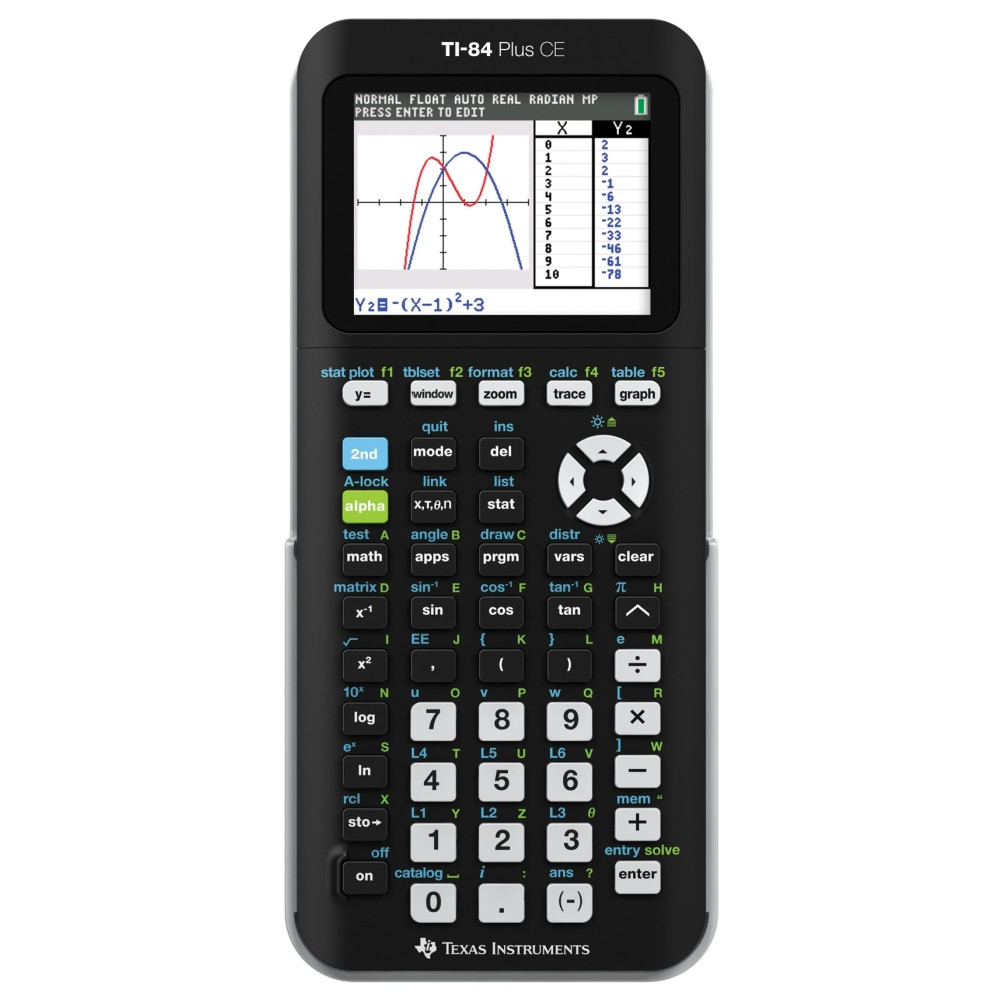 TEXAS INSTRUMENTS INC. 84PLCE/TBL/1L1 Texas Instruments TI-84 Plus CE Color Graphing Calculator, Black/White