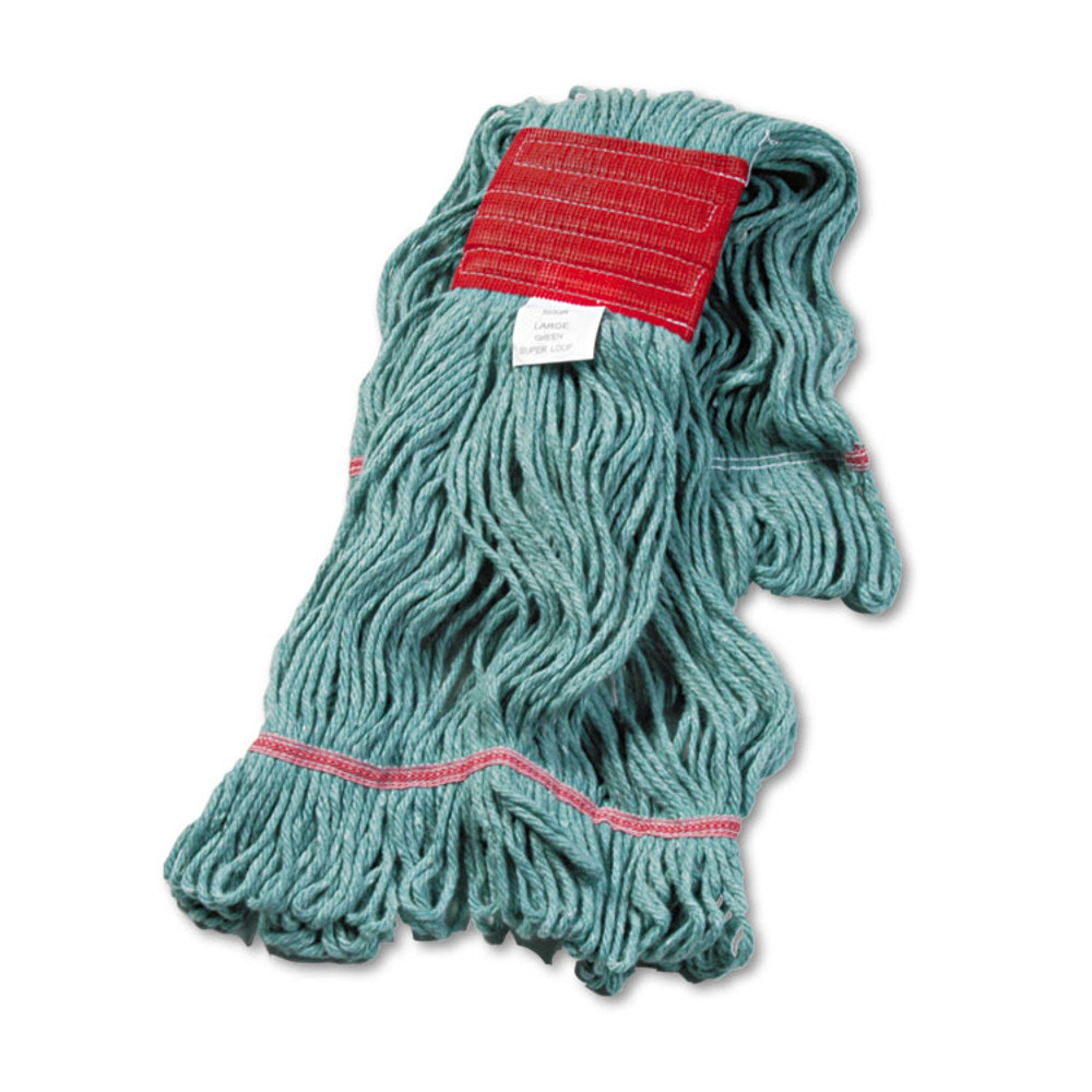 BOARDWALK 503GNCT Super Loop Wet Mop Head, Cotton/Synthetic Fiber, 5" Headband, Large Size, Green, 12/Carton