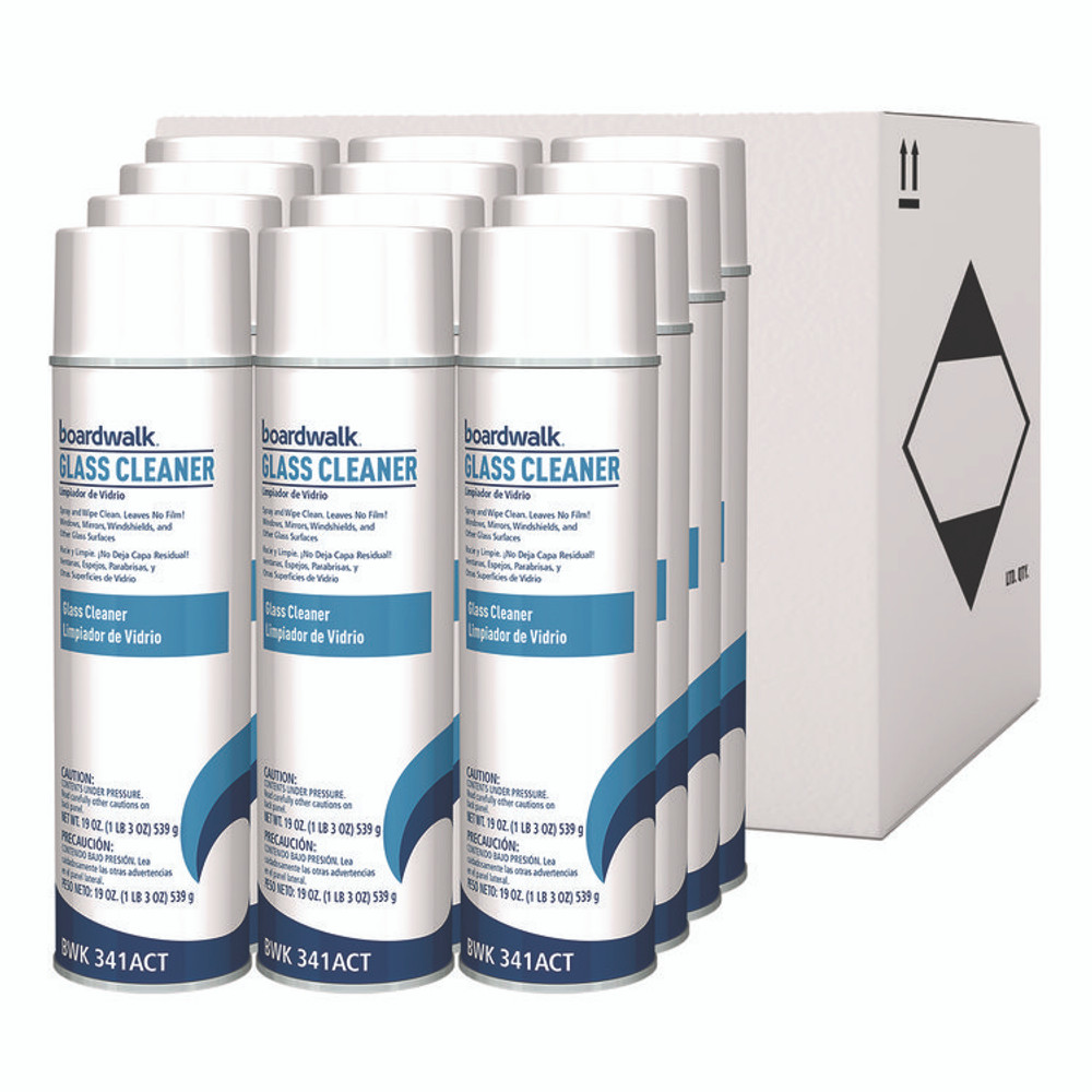 BOARDWALK 341-ACT Heavy-Duty Glass Cleaner, Sweet Scent, 19 oz Aerosol Spray, 12/Carton