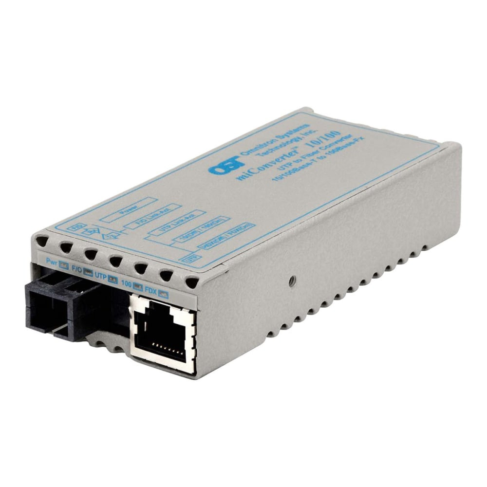 OMNITRON SYSTEMS TECHNOLOGY, INC. 1130-1-1 Omnitron miConverter 10/100 Plus - Fiber media converter - 100Mb LAN - 10Base-T, 100Base-FX, 100Base-TX - RJ-45 / SC single-mode - up to 12.4 miles - 1310 (TX) / 1550 (RX) nm