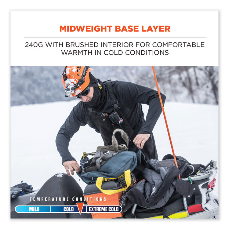 TENACIOUS HOLDINGS, INC. ergodyne® 40203 N-Ferno 6435 Midweight Long Sleeve Base Layer Shirt, Medium, Black