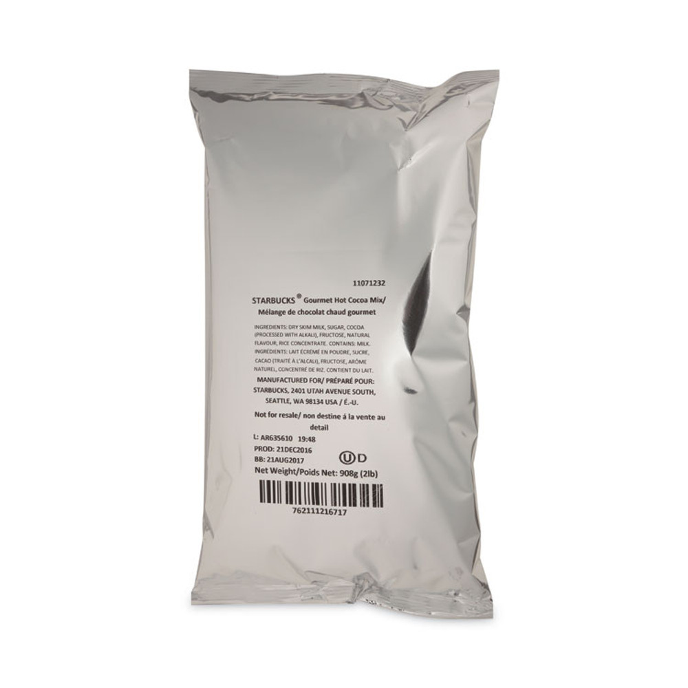 STARBUCKS COFFEE COMPANY 11071232 Gourmet Hot Cocoa Mix, 2 lb, Bag, 6/Carton