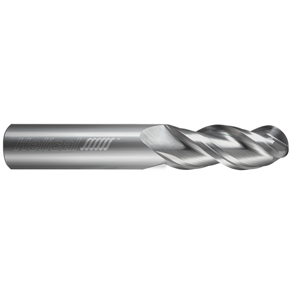 Helical Solutions 49030 Ball End Mill:  0.1250" Dia,  0.2500" LOC,  3 Flute,  Solid Carbide