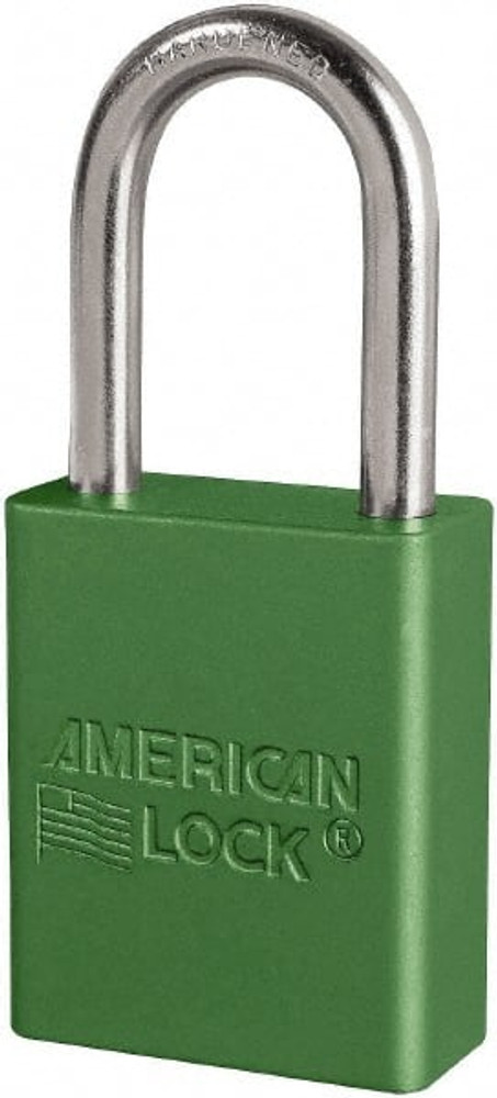 American Lock S1106GRN Lockout Padlock: Keyed Different, Key Retaining, Aluminum, Plated Metal Shackle, Green