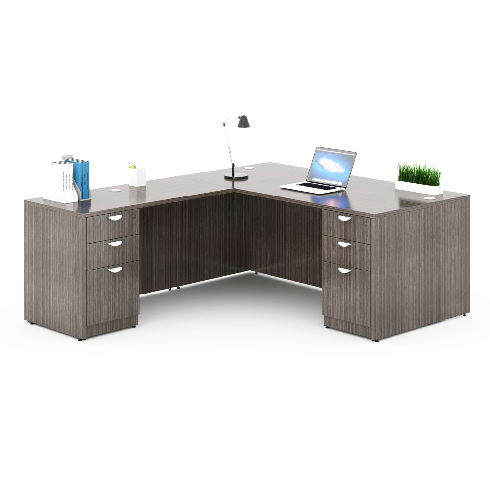 NORSTAR OFFICE PRODUCTS INC. GROUPA11-DW Boss Office Products Holland Series 71inW Executive L-Shaped Corner Desk With 2 File Storage Pedestals, Driftwood