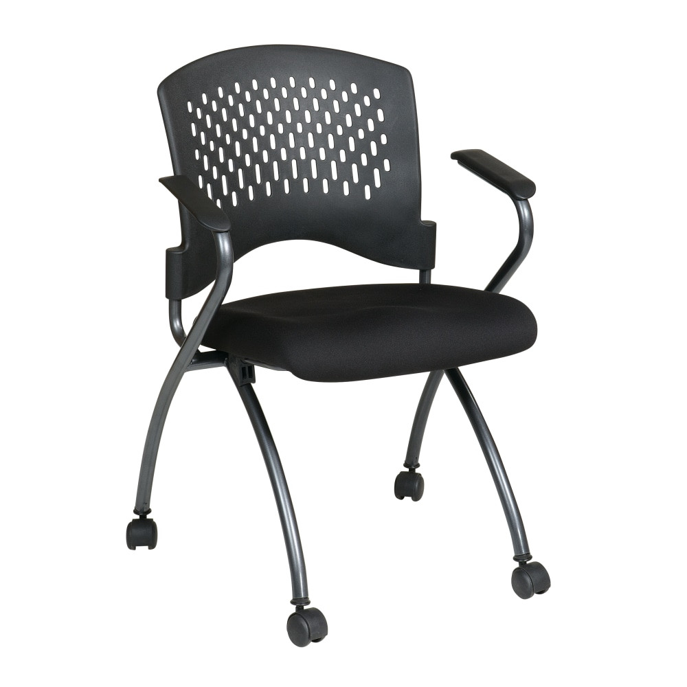 OFFICE STAR PRODUCTS Office Star 84330-30  Folding Chair With Casters, Deluxe, Coal/Titanium, Set Of 2