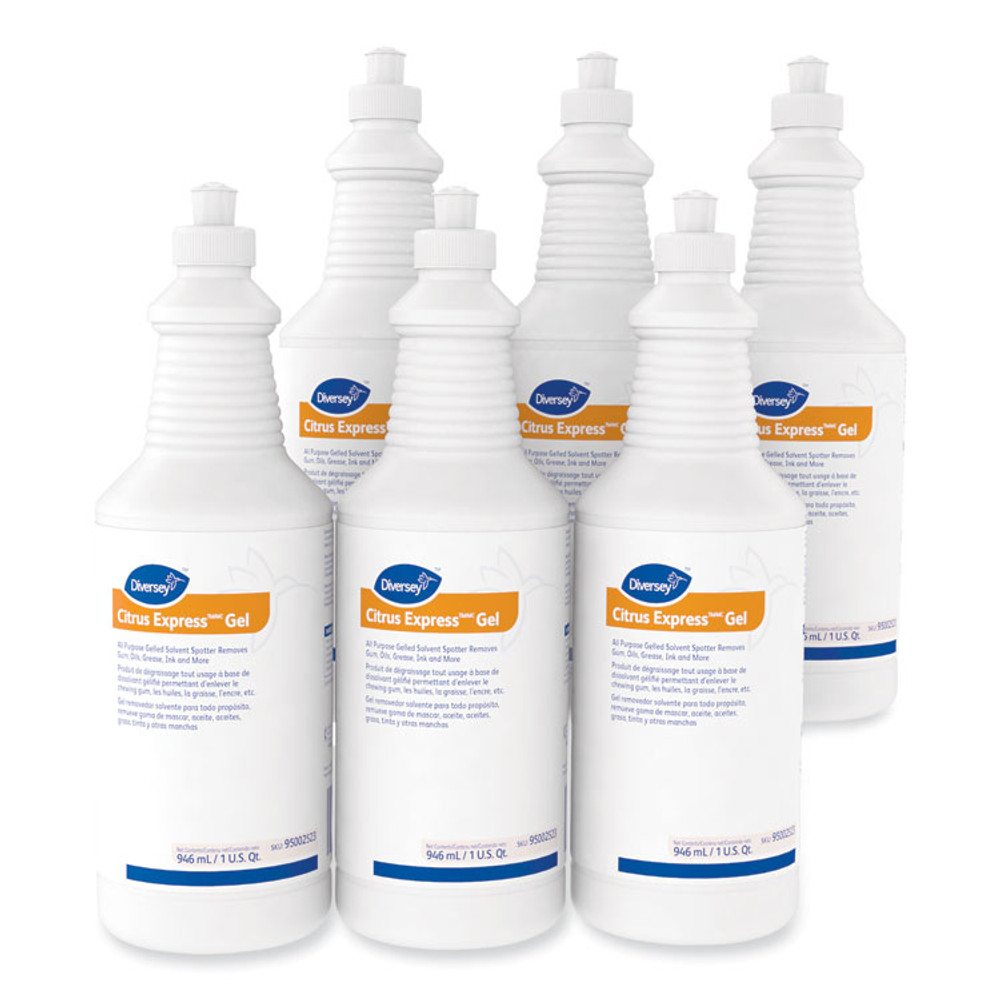 DIVERSEY 95002523 Citrus Express Gel Spotter, Citrus Scent, 32 oz Squeeze Bottle, 6/Carton