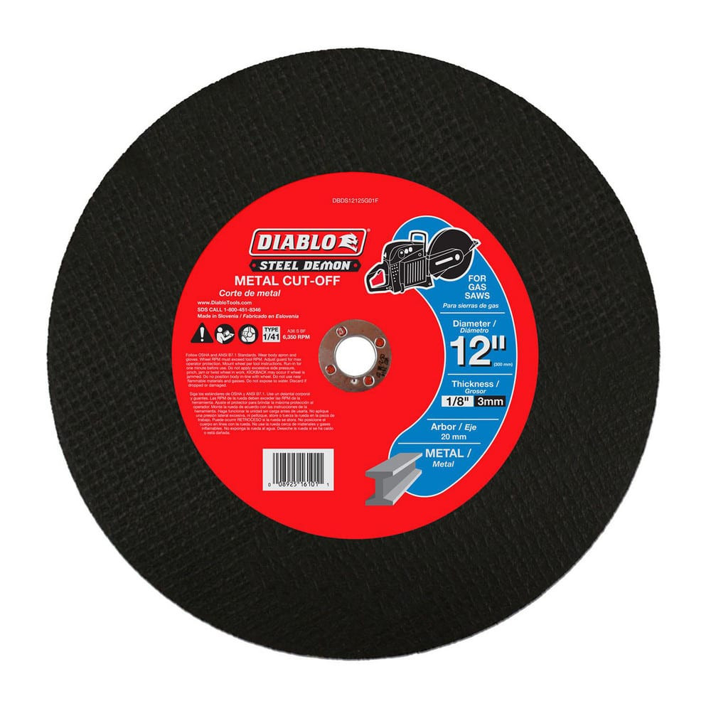 DIABLO DBDS12125G01F Cutoff Wheels; Wheel Diameter (Inch): 12 ; Wheel Thickness (Inch): 1/8 ; Hole Size: 20.00 ; Abrasive Material: Ceramic ; Reinforced: Reinforced ; Grit: 36