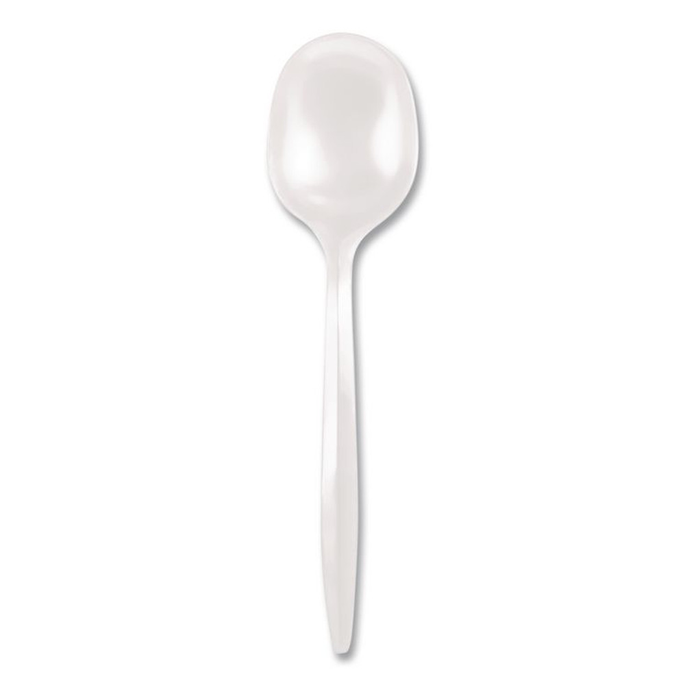 BERK ENTERPRISES INC Berkley Square 1014000 Mediumweight Polypropylene Cutlery, Soup Spoon, Plastic, White, 1,000/Carton