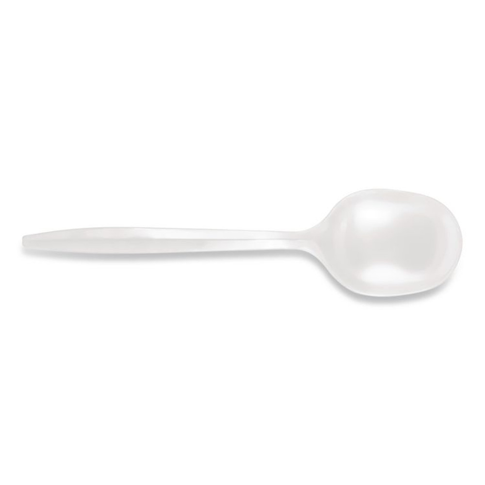 BERK ENTERPRISES INC Berkley Square 1014000 Mediumweight Polypropylene Cutlery, Soup Spoon, Plastic, White, 1,000/Carton