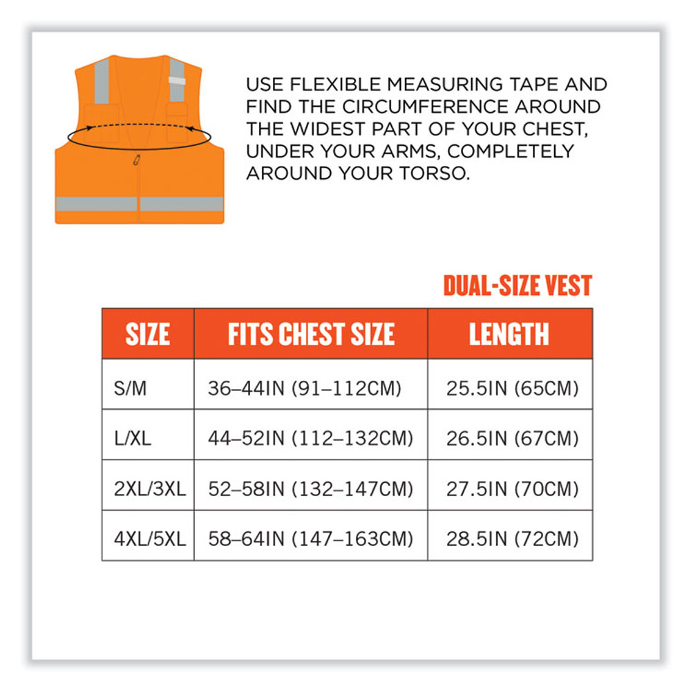 TENACIOUS HOLDINGS, INC. ergodyne® 24011 GloWear 8249Z Class 2 Economy Surveyors Zipper Vest, Polyester, X-Small, Orange