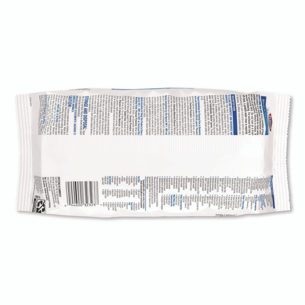 CLOROX SALES CO. Healthcare® 32621 Bleach Germicidal Wipes, Disinfectant Wipes, 1-Ply, 6.75 x 9, Unscented, White, 100 Wipes/Flex-Pack, 6 Flex-Packs/Carton