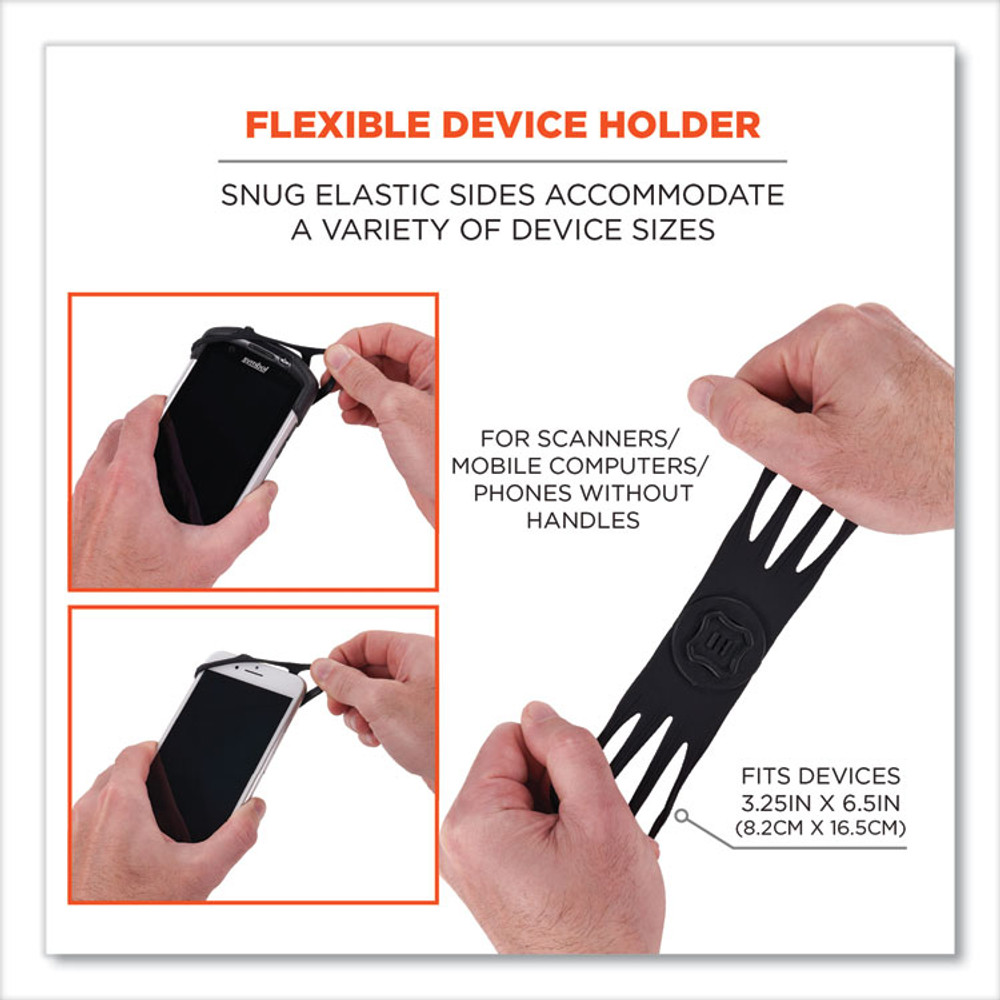 TENACIOUS HOLDINGS, INC. ergodyne® 19147 Squids 5547 Scanner Wrist Mount Holder, 4 x 5 x 0.5, Plastic, Black