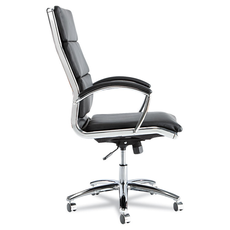 ALERA NR4119 Alera Neratoli High-Back Slim Profile Chair, Faux Leather, 275 lb Cap, 17.32" to 21.25" Seat Height, Black Seat/Back, Chrome