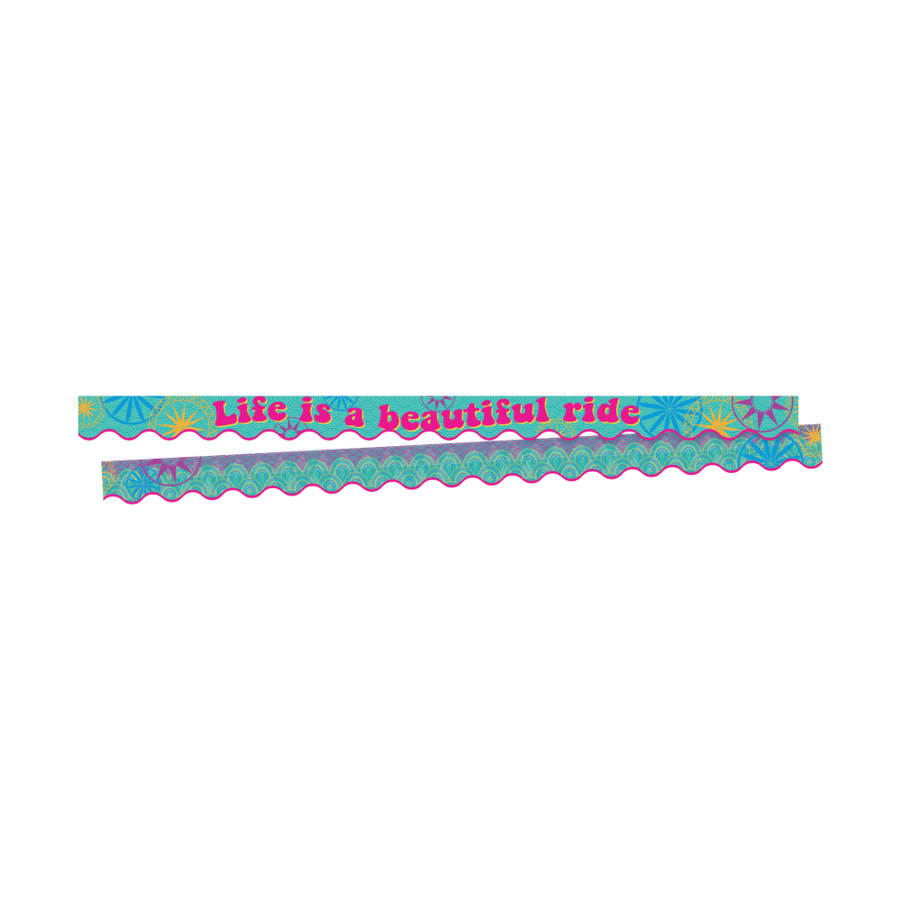 BARKER CREEK PUBLISHING, INC. BC3700 Barker Creek Scalloped-Edge Border Strips, 2 1/4in x 36in, Life Is Beautiful, Pre-K To College, Pack Of 26
