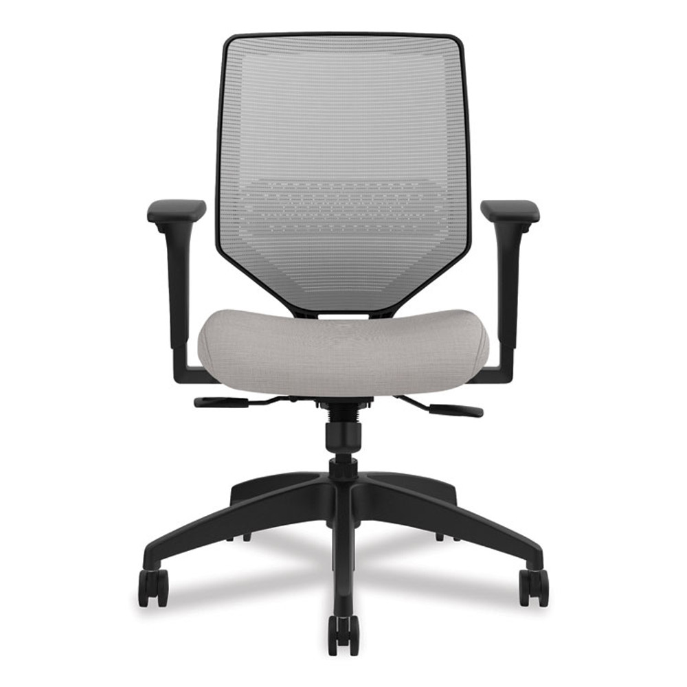 HON COMPANY SVM1ALIFC19T Solve Series Mesh Back Task Chair, Supports Up to 300 lb, 18" to 23" Seat Height, Sterling Seat, Fog Back, Black Base