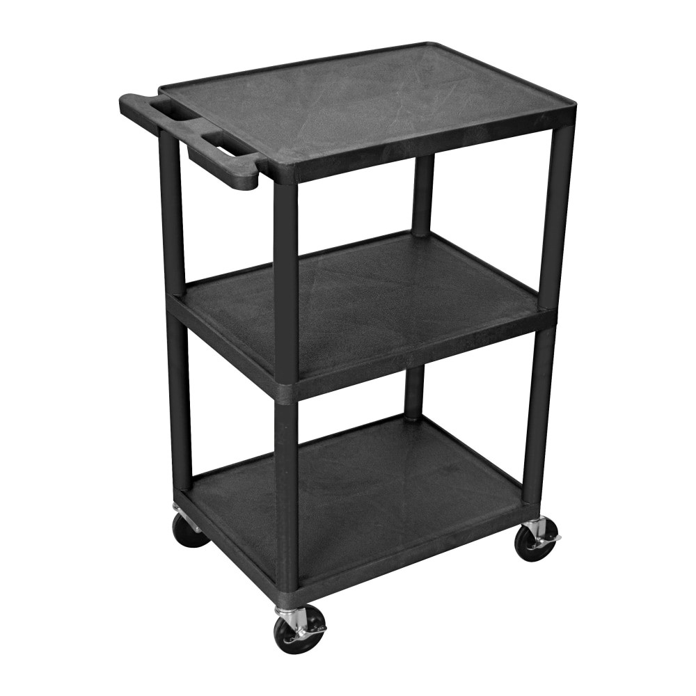 H. WILSON/ LUXOR FURNITURE HE42-B Luxor 3-Shelf Cart, 41inH x 24inW x 18inD, Black
