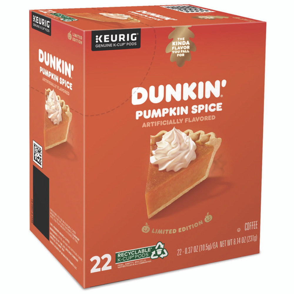 KEURIG DR PEPPER Dunkin'® 7596 K-Cup Pods, Pumpkin Spice, 22/Box