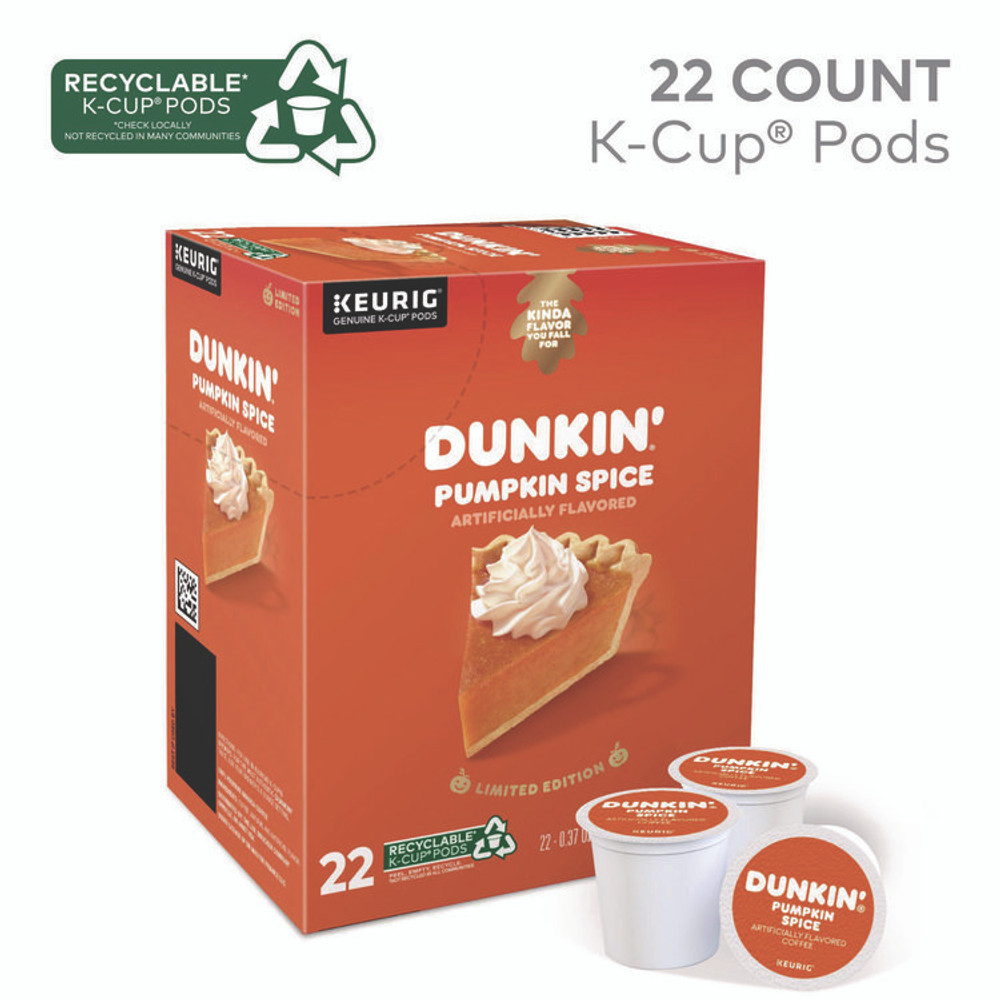 KEURIG DR PEPPER Dunkin'® 7596 K-Cup Pods, Pumpkin Spice, 22/Box