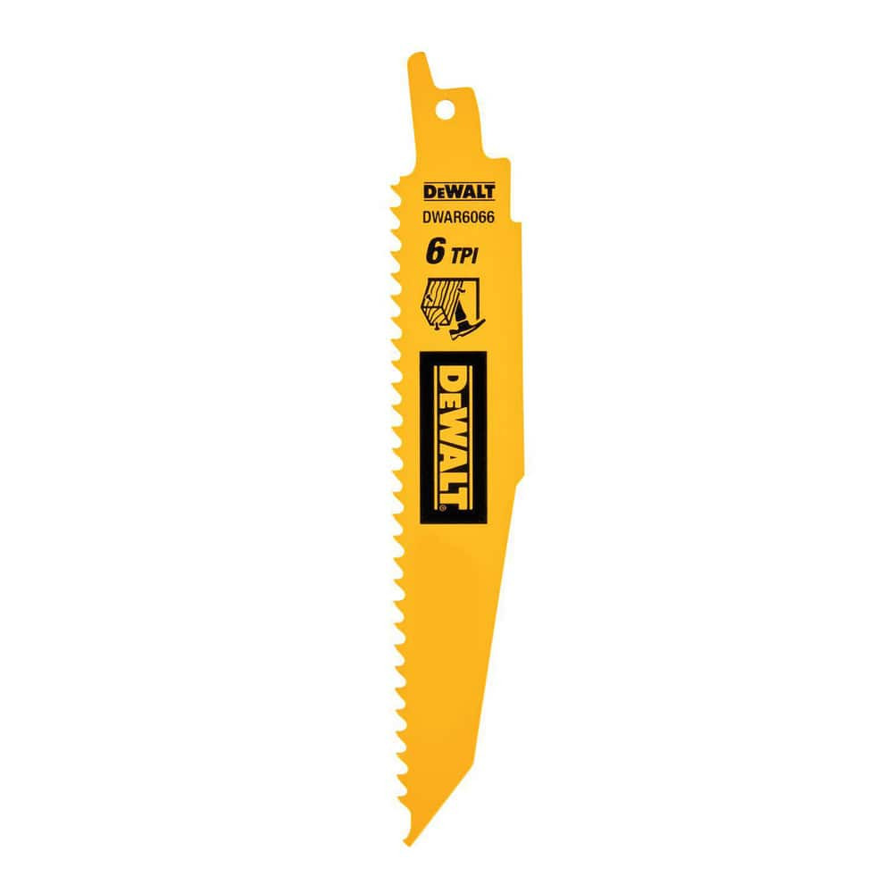 DeWALT DWAR6066 Reciprocating Saw Blades; Blade Material: Bi-Metal ; Blade Length (Inch): 6 ; Blade Width (Inch): 1 ; Teeth Per Inch: 6 ; Blade Thickness (Decimal Inch): 0.0500 ; Profile Shape: Straight