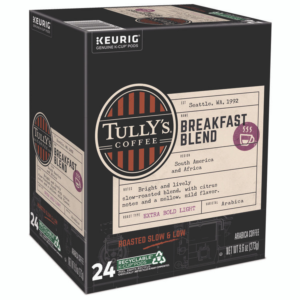 KEURIG DR PEPPER Tully's Coffee® 192719 Breakfast Blend Coffee K-Cups, 24/Box
