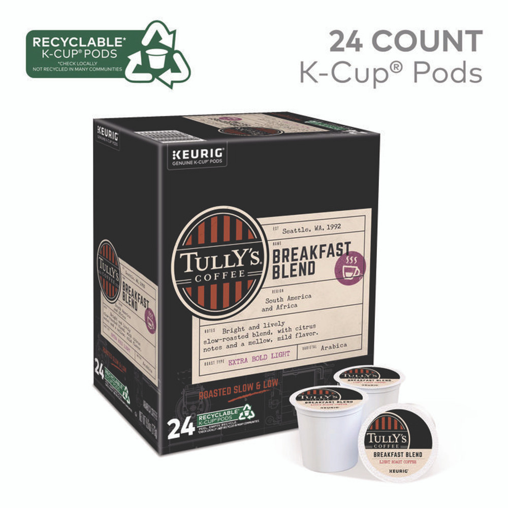 KEURIG DR PEPPER Tully's Coffee® 192719 Breakfast Blend Coffee K-Cups, 24/Box