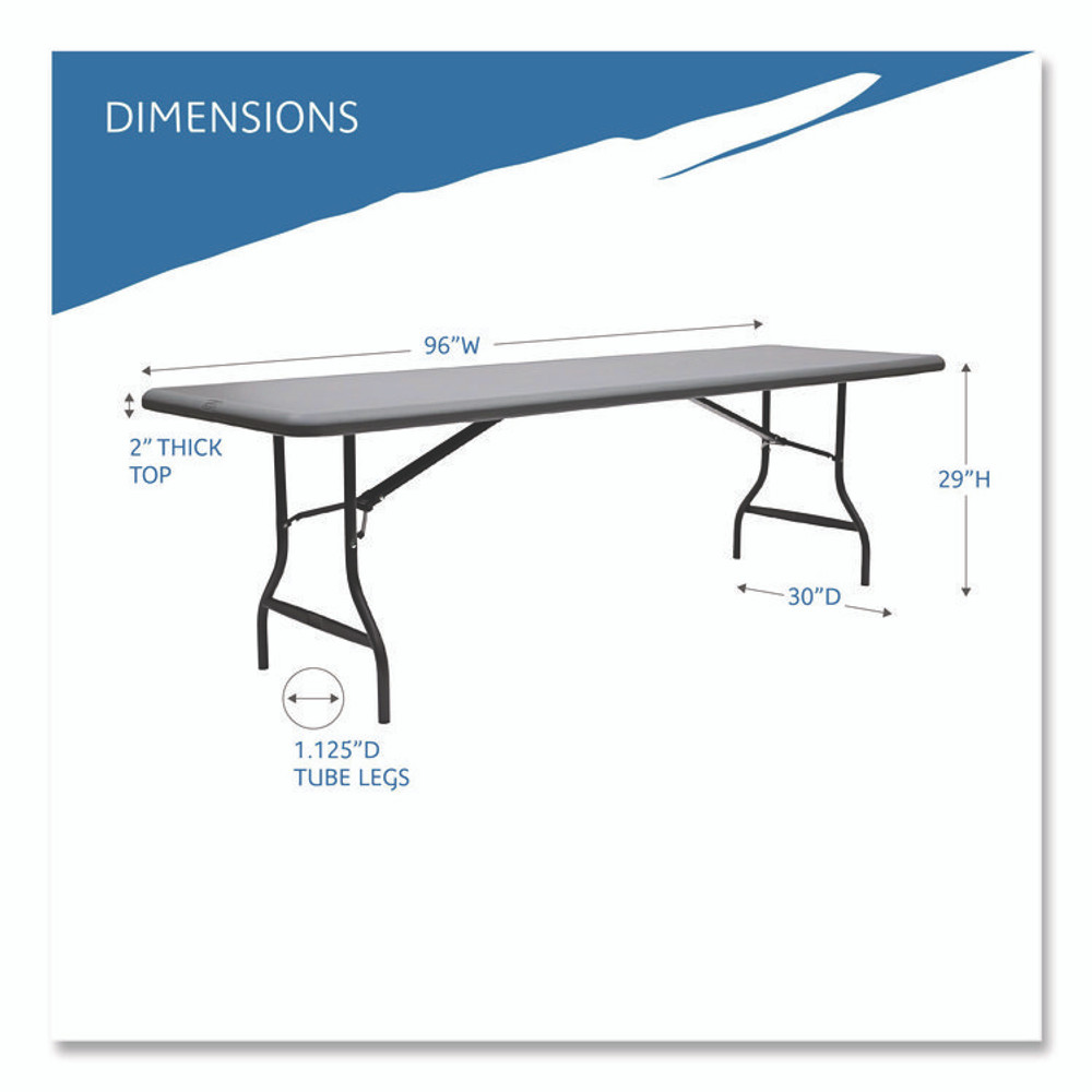 ICEBERG ENTERPRISES 65237 IndestrucTable Industrial Folding Table, Rectangular, 96" x 30" x 29", Charcoal