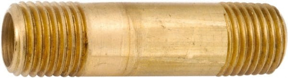 ANDERSON METALS 736113-0448 Brass Pipe Nipple: Threaded on Both Ends, 3" OAL, NPT