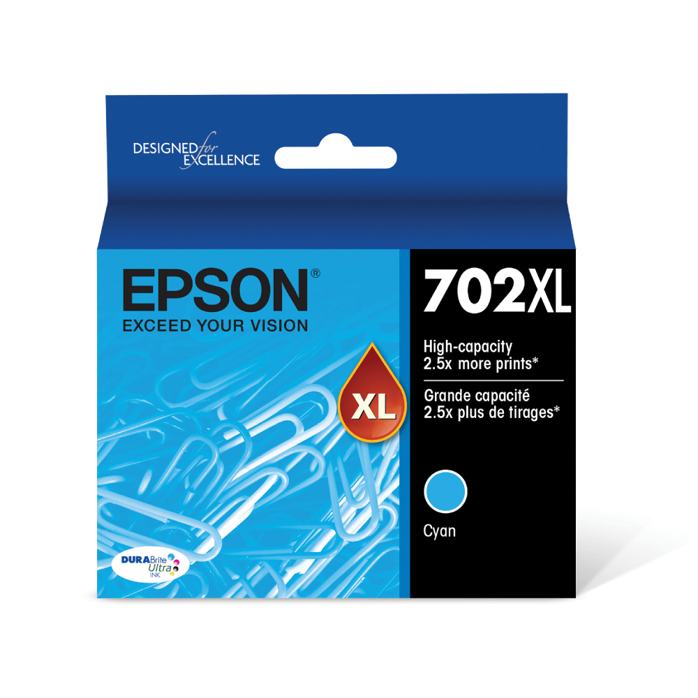 EPSON AMERICA INC. Epson T702XL220-S  702XL DuraBrite Cyan Ultra-High-Yield Ink Cartridge, T702XL220-S