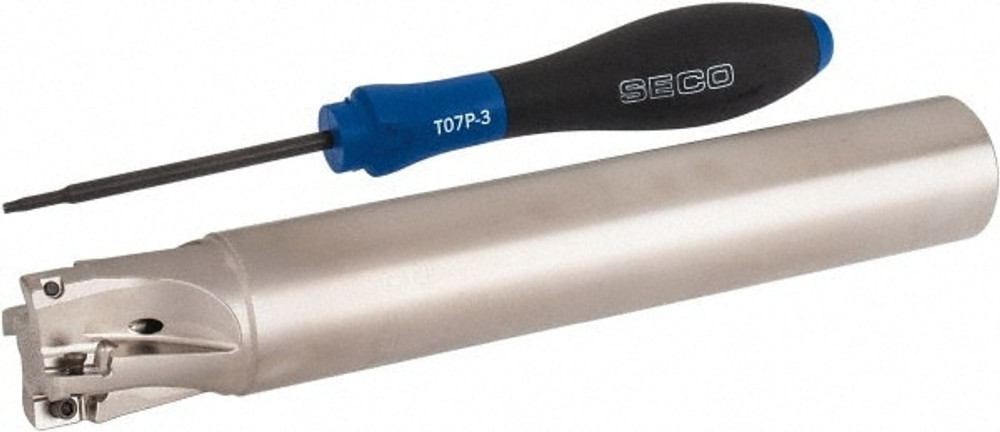 Seco 02772710 1" Cut Diam, 0.354" Max Depth, 1" Shank Diam, Cylindrical Shank, 6.693" OAL, Indexable Square-Shoulder End Mill