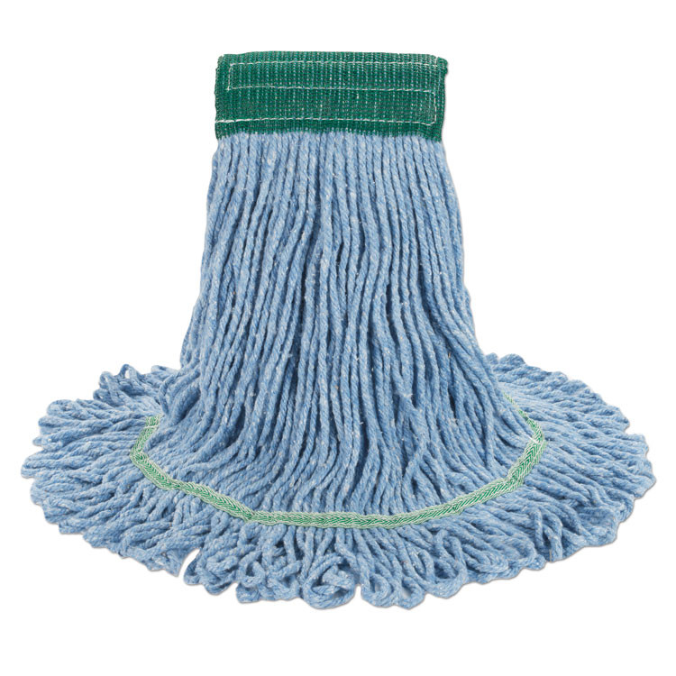 BOARDWALK 502BLCT Super Loop Wet Mop Head, Cotton/Synthetic Fiber, 5" Headband, Medium Size, Blue, 12/Carton