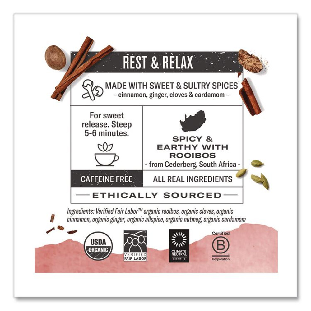 NUMI 10200 Organic Teas and Teasans, 1.71 oz, Rooibos Chai, 18/Box