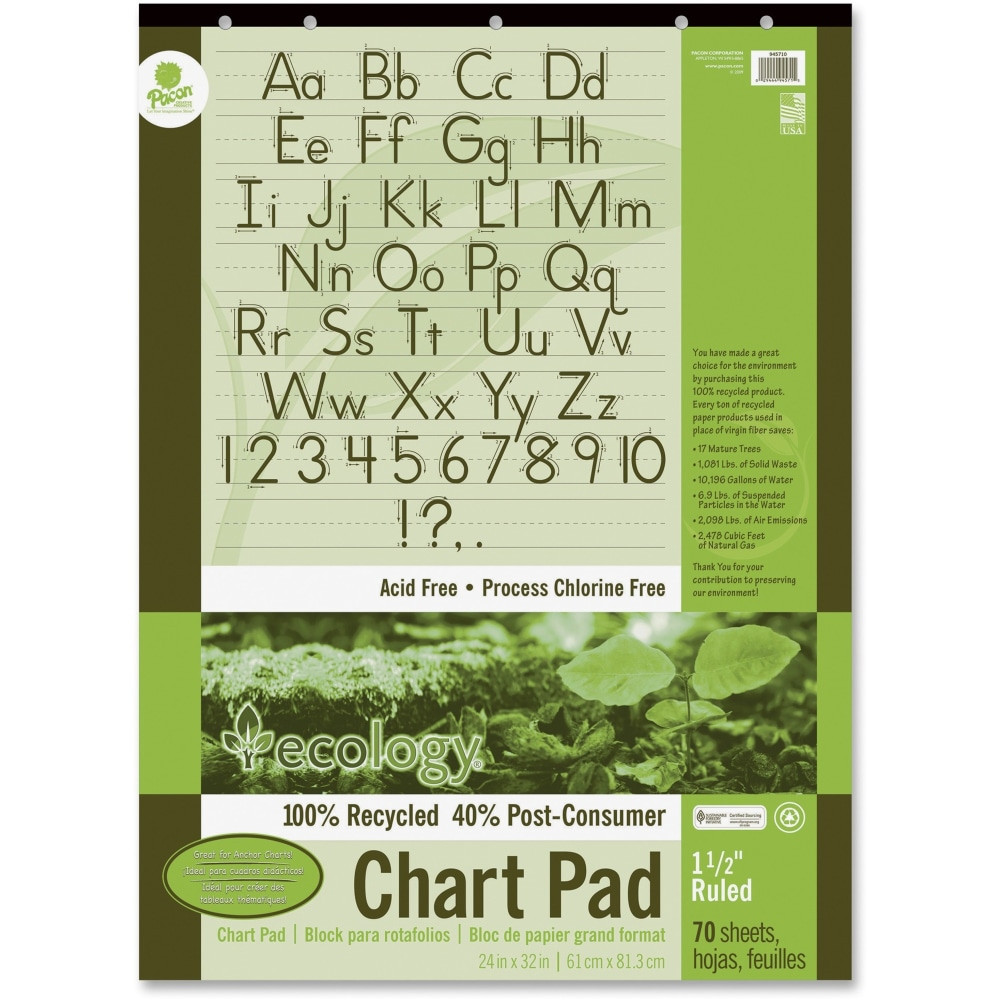 PACON CORPORATION Ecology 945710  Chart Pad, 1 1/2in Ruled, 24in x 32in, Pad Of 70 Sheets