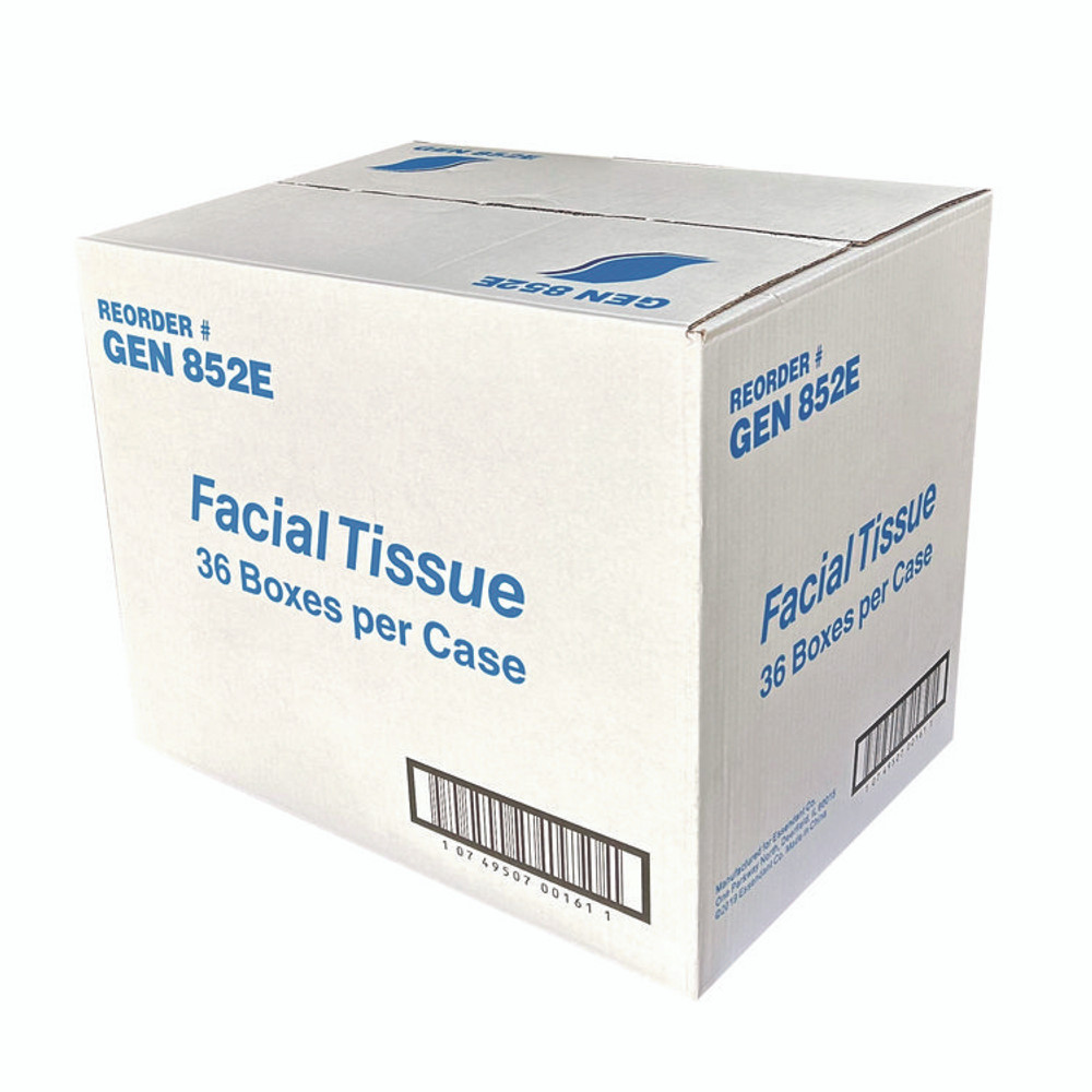 GEN 852E Facial Tissue Cube Box, 2-Ply, White, 85 Sheets/Box, 36 Boxes/Carton