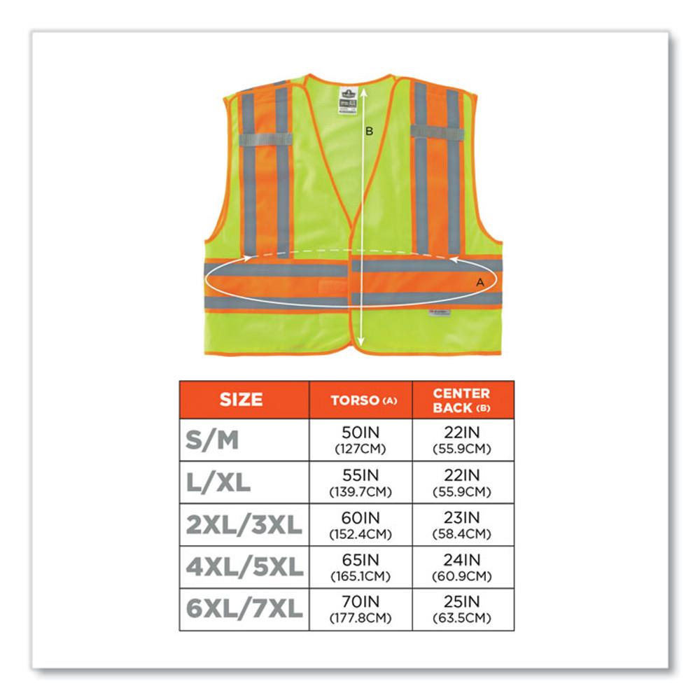 TENACIOUS HOLDINGS, INC. ergodyne® 23399 GloWear 8245PSV Class 2 Public Safety Vest, Polyester, 4X-Large/5X-Large, Lime