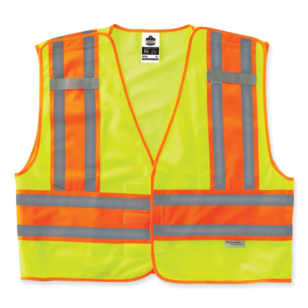 TENACIOUS HOLDINGS, INC. ergodyne® 23399 GloWear 8245PSV Class 2 Public Safety Vest, Polyester, 4X-Large/5X-Large, Lime