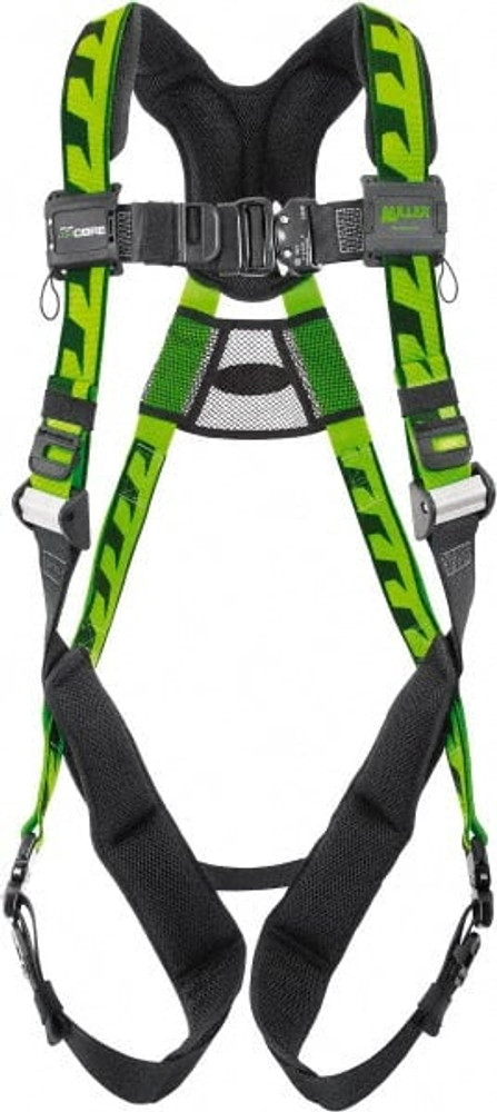 Miller ACA-QC2/3XLGN Fall Protection Harnesses: 400 Lb, AirCore Single D-ring Style, Size 2X-Large & 3X-Large, Polyester