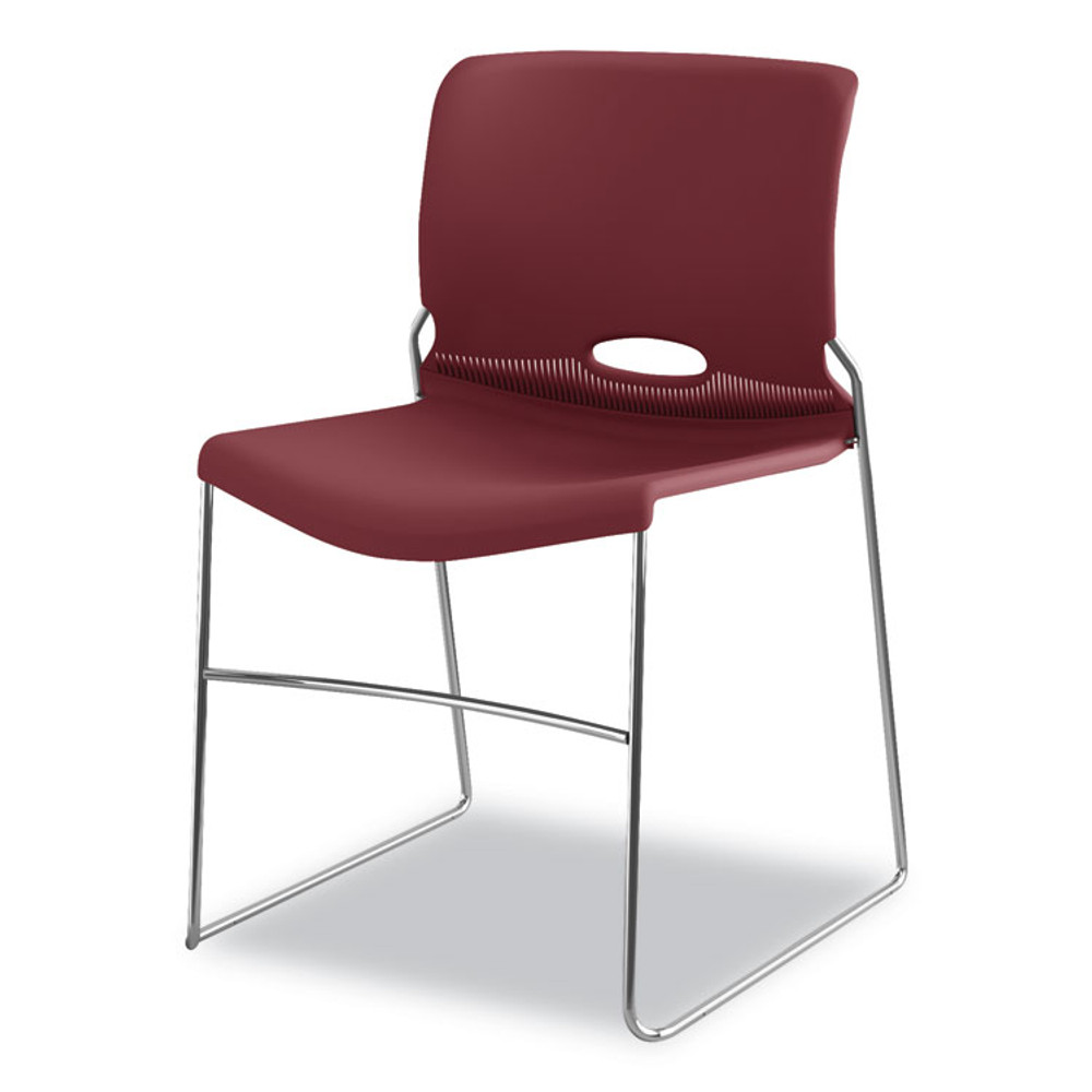HON COMPANY 4041MB Olson Stacker High Density Chair, Supports 300 lb, 17.75" Seat Height, Mulberry Seat, Mulberry Back, Chrome Base, 4/Carton