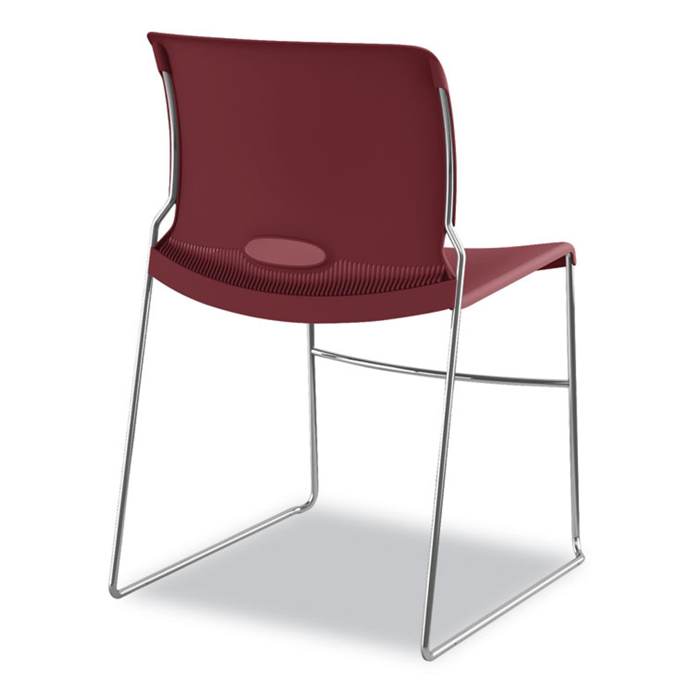 HON COMPANY 4041MB Olson Stacker High Density Chair, Supports 300 lb, 17.75" Seat Height, Mulberry Seat, Mulberry Back, Chrome Base, 4/Carton