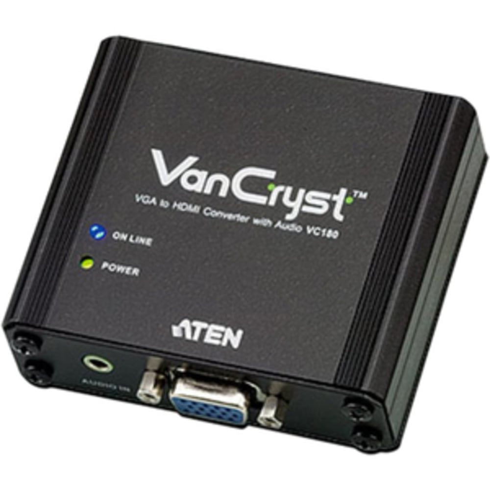 ATEN TECHNOLOGIES VC180 ATEN VGA to HDMI Converter with Audio-TAA Compliant - Functions: Signal Conversion - 1920 x 1200 - VGA - Audio Line In - 1 Pack ATEN TECHNOLOGIES VC180 ATEN VGA to HDMI Converter with Audio-TAA Compliant - Functions: Signal Conversion - 1920 x 1200 - VGA - Audio Line In - 1 Pack