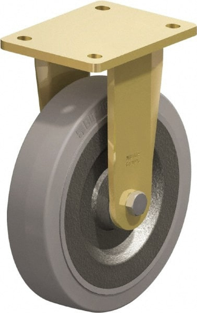 Blickle 413401 Rigid Top Plate Caster: Solid Rubber, 8" Wheel Dia, 1-31/32" Wheel Width, 1,320 lb Capacity, 9-41/64" OAH
