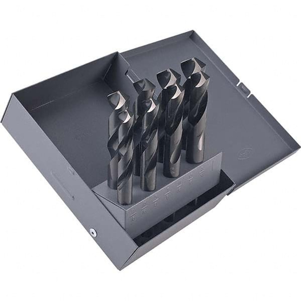 Cle-Force C69040 Drill Bit Set: Reduced Shank Drill Bits, 8 Pc, 0.5625" to 1" Drill Bit Size, 118 °, High Speed Steel